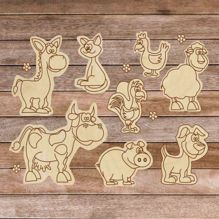 Puzzle pentru copii din lemn - Animale de fermă 8 piese | SENTOP