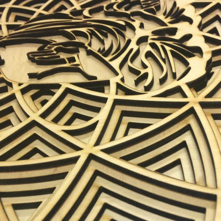 Pictura 3D pe perete - Sentop | Mandala Buddha | 90 x 90 cm de lemn