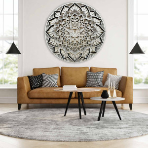 Pictură murală 3D mare din lemn I Mandala comunicării