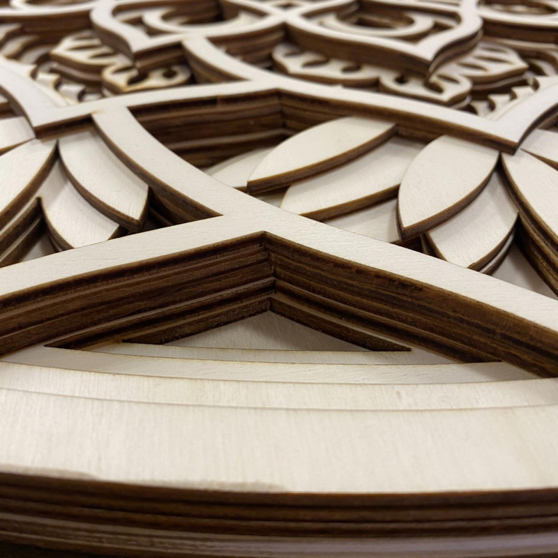 Pictură murală 3D mare din lemn I Mandala comunicării