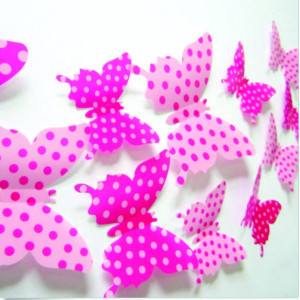 autocolante decorative și etichete, autocolante colorate și autocolante pe perete, 3D fluturi colorate în pepinieră.