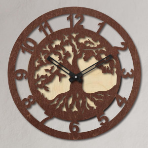 Ceas de lemn pe un perete de copac - Sentop | PR0364-A | arabic