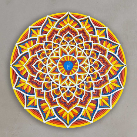 Mandala din lemn pe perete cu energie feng shui