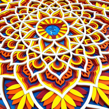 Mandala din lemn pe perete cu energie feng shui
