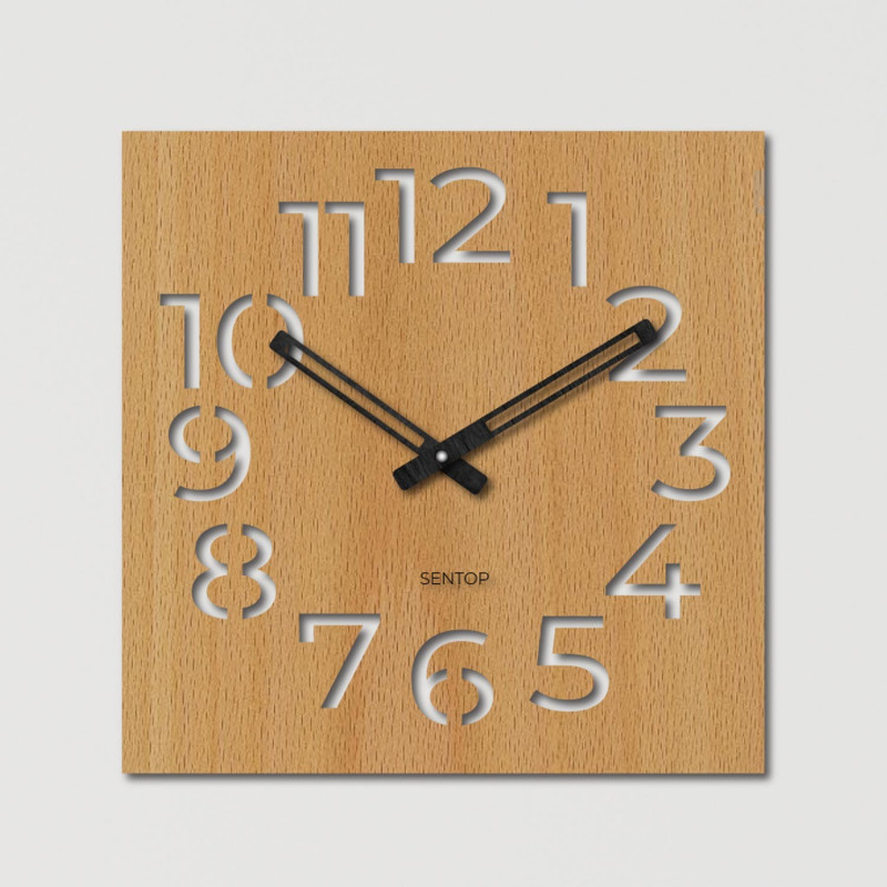 Ceas de perete elegant din lemn pentru un interior modern Ceas minimalist din lemn cu cifre îndrăznețe