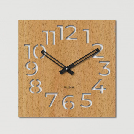 Ceas de perete elegant din lemn pentru un interior modern Ceas minimalist din lemn cu cifre îndrăznețe
