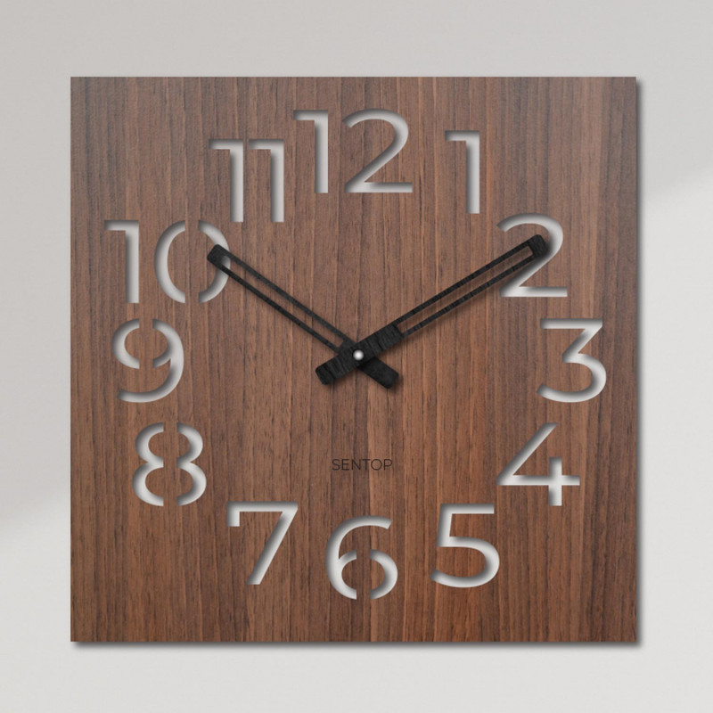 Ceas de perete elegant din lemn pentru un interior modern Ceas minimalist din lemn cu cifre îndrăznețe