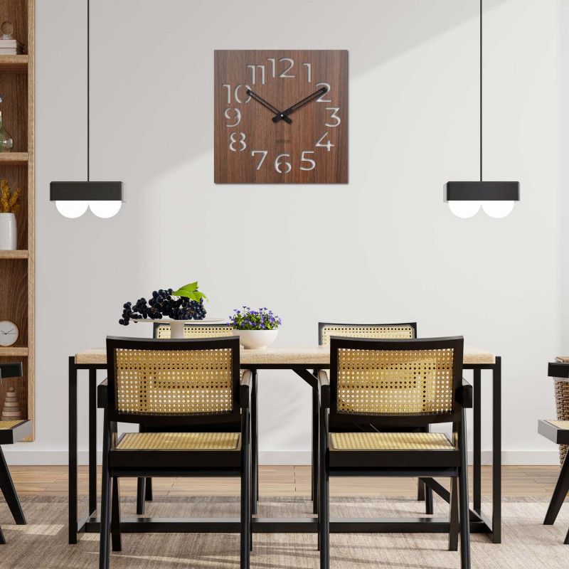 Ceas de perete elegant din lemn pentru un interior modern Ceas minimalist din lemn cu cifre îndrăznețe