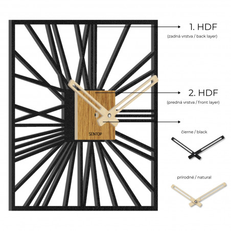 Ceas de perete din lemn - Sentop | HDFK038 | Stejar