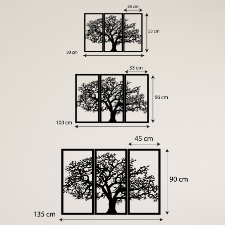 Tablou din lemn Copacul Vieții: Set de 3 panouri