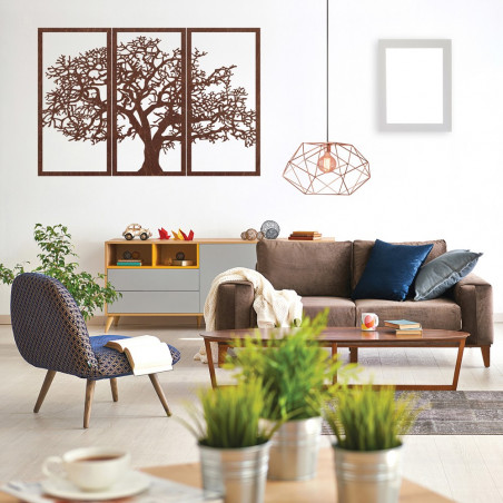 Tablou din lemn Copacul Vieții: Set de 3 panouri