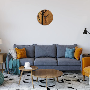 Ceas elegant din lemn, cu textură naturală a lemnului și model contrastant. 2