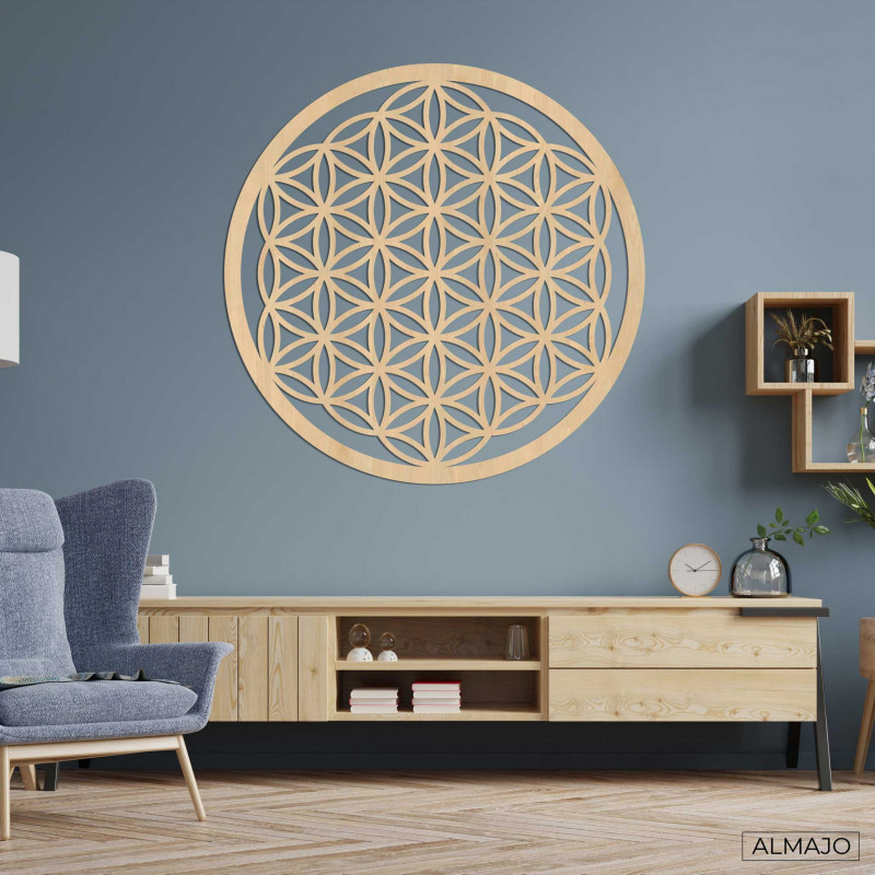Mandala de lemn pe perete - Floarea vieții | SENTOP