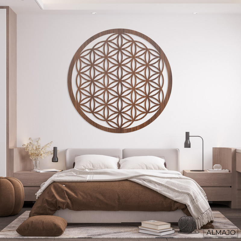 Mandala de lemn pe perete - Floarea vieții | SENTOP