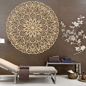 Mandala sculptată din lemn pentru perete, floarea... 2
