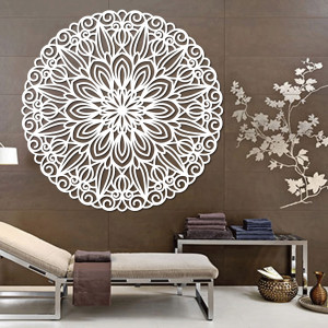 Mandala din lemn sculptat pentru perete floare de timp -...