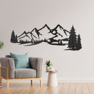 Decorațiune murală din lemn - Panoramă montană 2