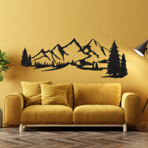 Decor de perete din lemn - Panoramă de munte