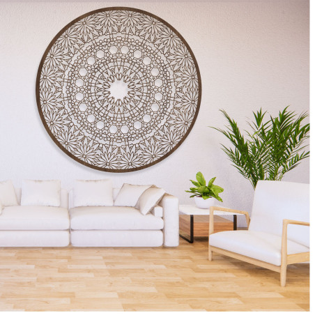 Mandala elegantă din lemn - decorațiuni de perete exclusiviste din lemn pentru camera de zi