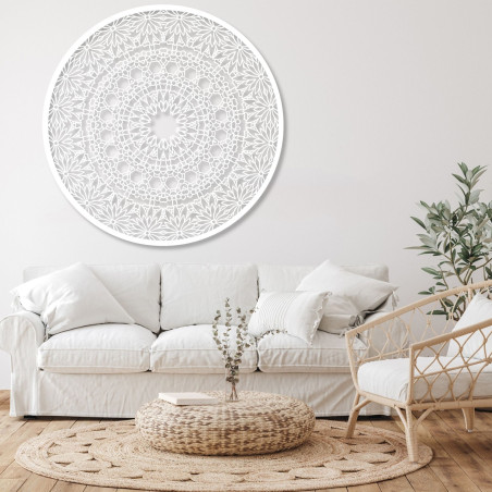 Pictură luxoasă cu mandală din lemn pe perete pentru un interior modern