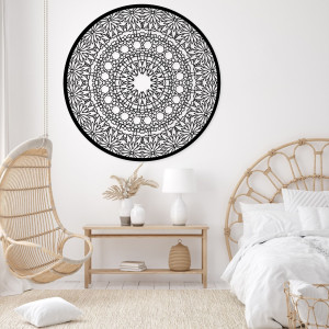 Mandala elegantă din lemn - decorațiuni de perete exclusiviste din lemn pentru camera de zi