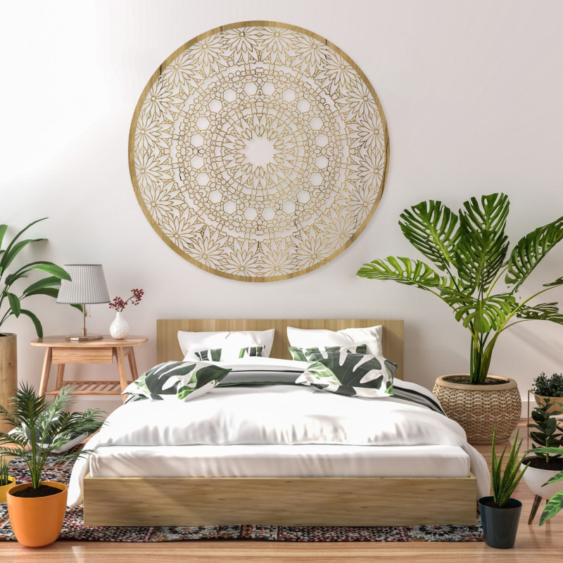 Mandala elegantă din lemn ca decor de perete stilat