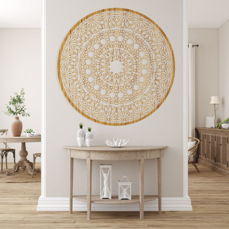 Mandala elegantă din lemn ca decor de perete stilat