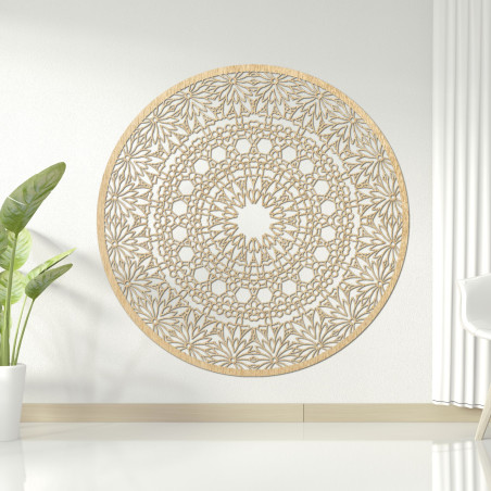 Mandala luxoasă din lemn pe perete pentru un interior armonios
