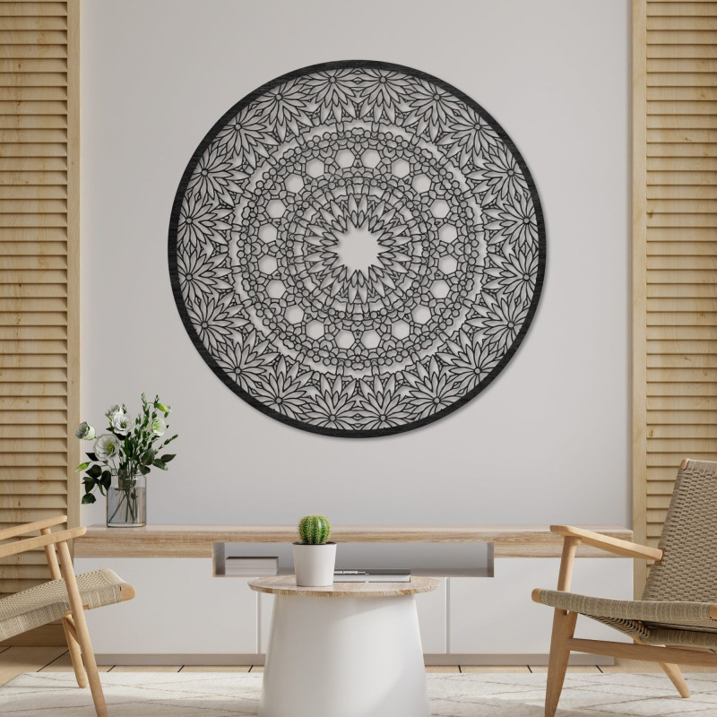 Pictură elegantă cu mandală din lemn pentru o casă modernă