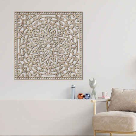 Tablou din lemn pătrat mandala orientală - KVIDO