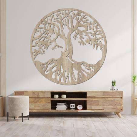 Copac al vieții din lemn pe perete, cu un design natural elegant