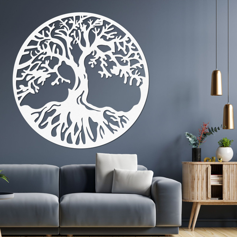 Copac al vieții din lemn pe perete, cu un design natural elegant