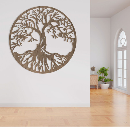 Tablou modern din lemn cu pomul vieții pentru un interior armonios