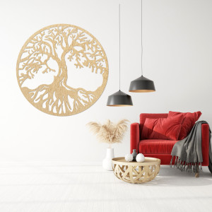 Copacul vieții din lemn pe perete, cu un aspect natural elegant 2
