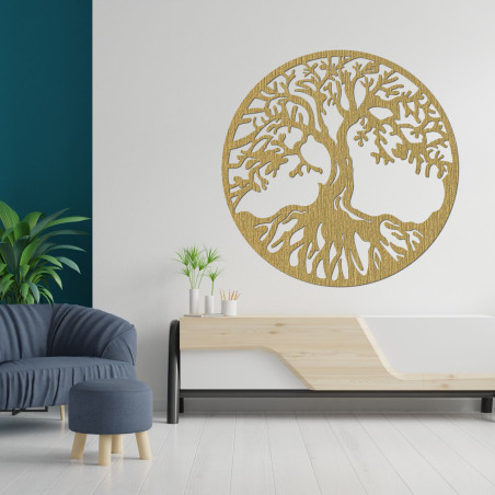 Tablou modern din lemn cu pomul vieții pentru un interior armonios