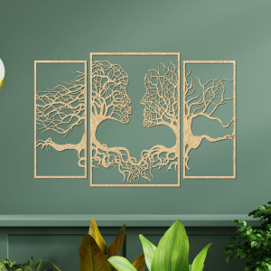 Pictură murală pompoasă cu fețe și copaci, pictură murală modernă, pictură pentru sufragerie 2