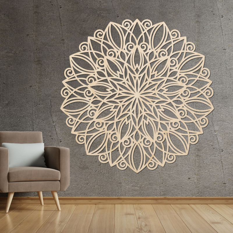Mandala din lemn pe perete, floare dansatoare |...