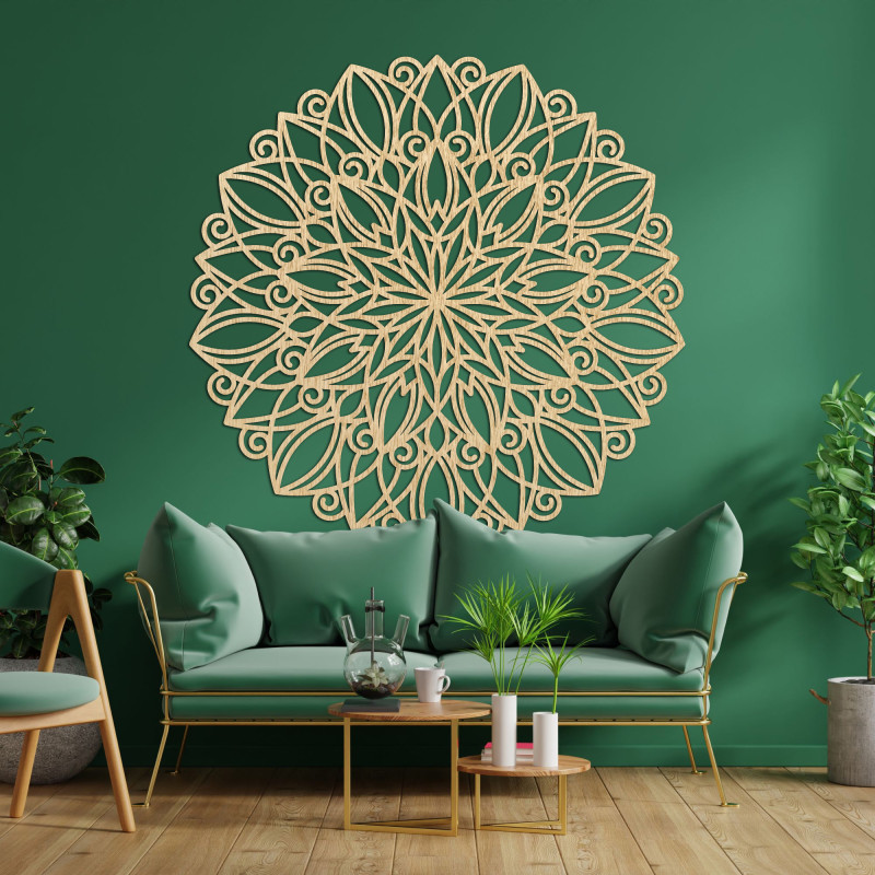 Mandala din lemn pe perete, floare dansatoare |...
