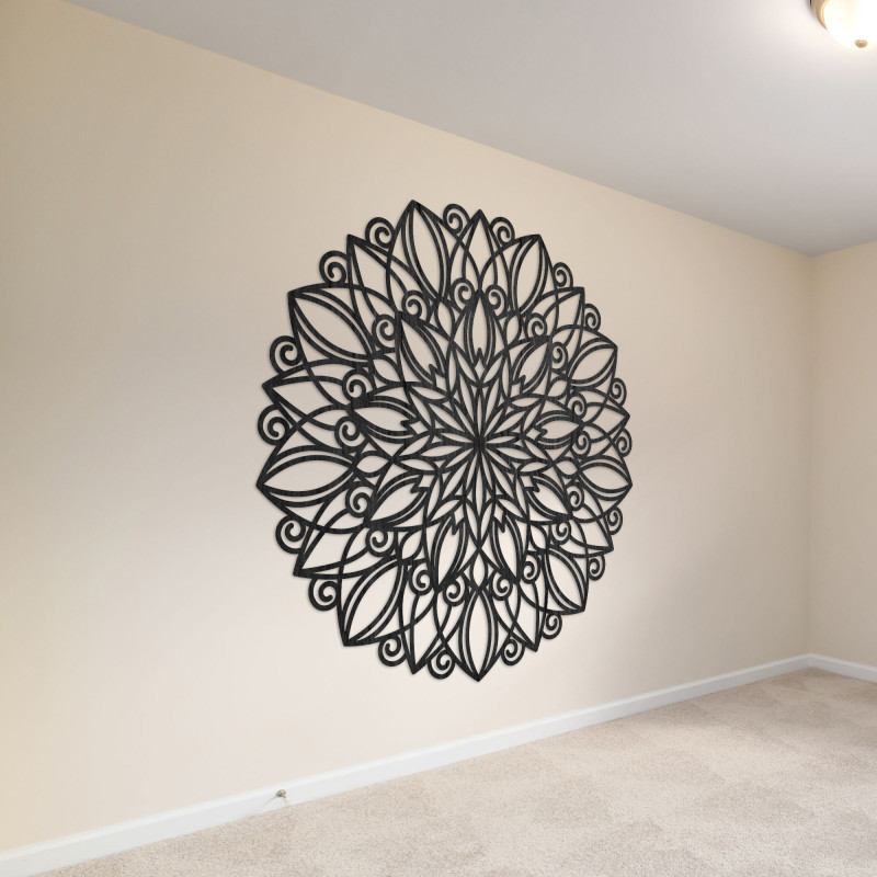 Mandala din lemn pe perete, floare dansatoare |...