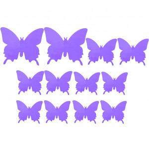 Autocolant fluture. Luminile de culoare violet autocolant - fluture, 1 set - 12 buc