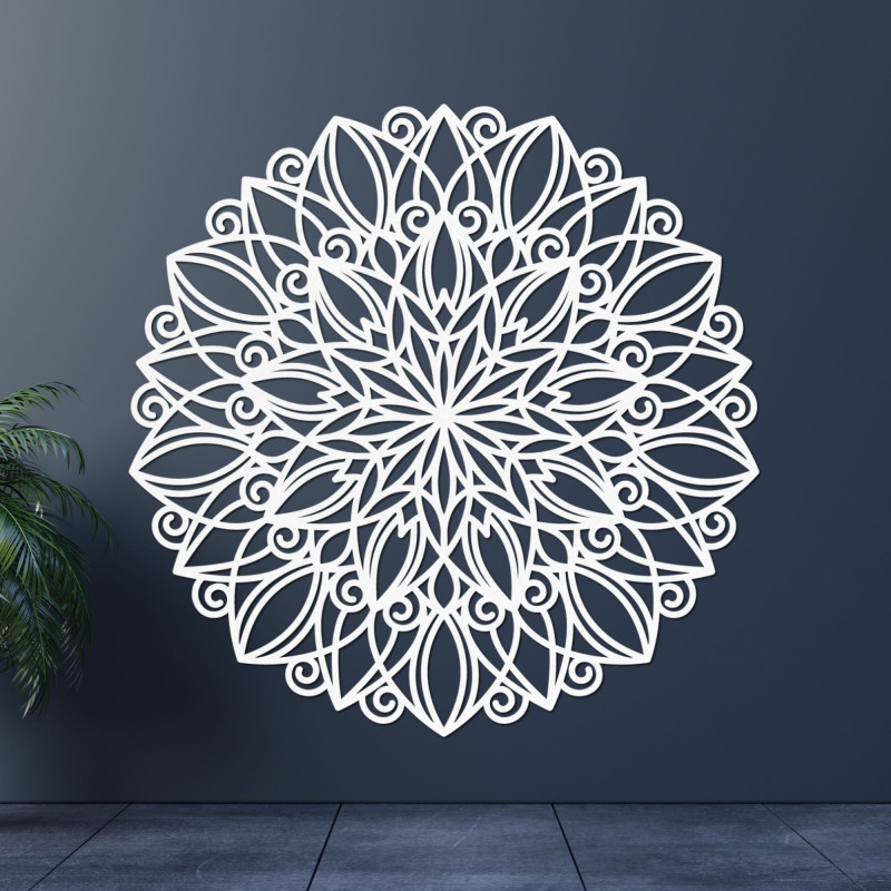 Mandala de perete din lemn cu decor de stejar auriu - decorațiune elegantă pentru camera de zi