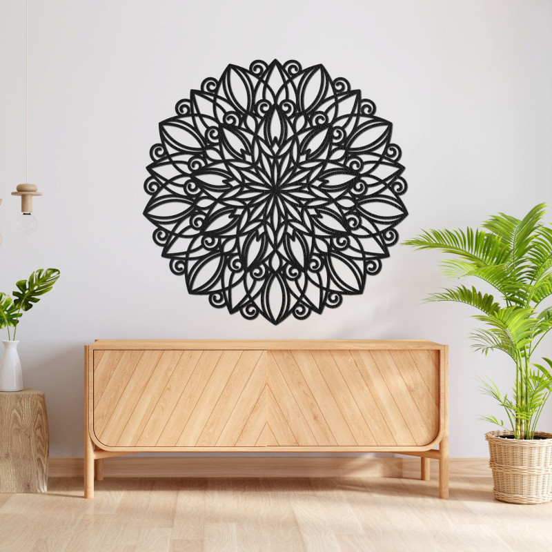 Mandala de perete din lemn cu decor de stejar auriu - decorațiune elegantă pentru camera de zi
