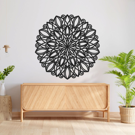 Mandala de perete din lemn cu decor de stejar auriu - decorațiune elegantă pentru camera de zi
