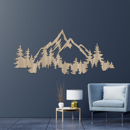 Tablou din lemn cu motiv montan - decor natural modern