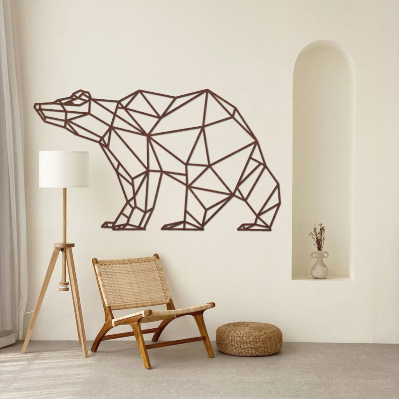 Ursuleț geometric din lemn - decorațiune modernă de perete