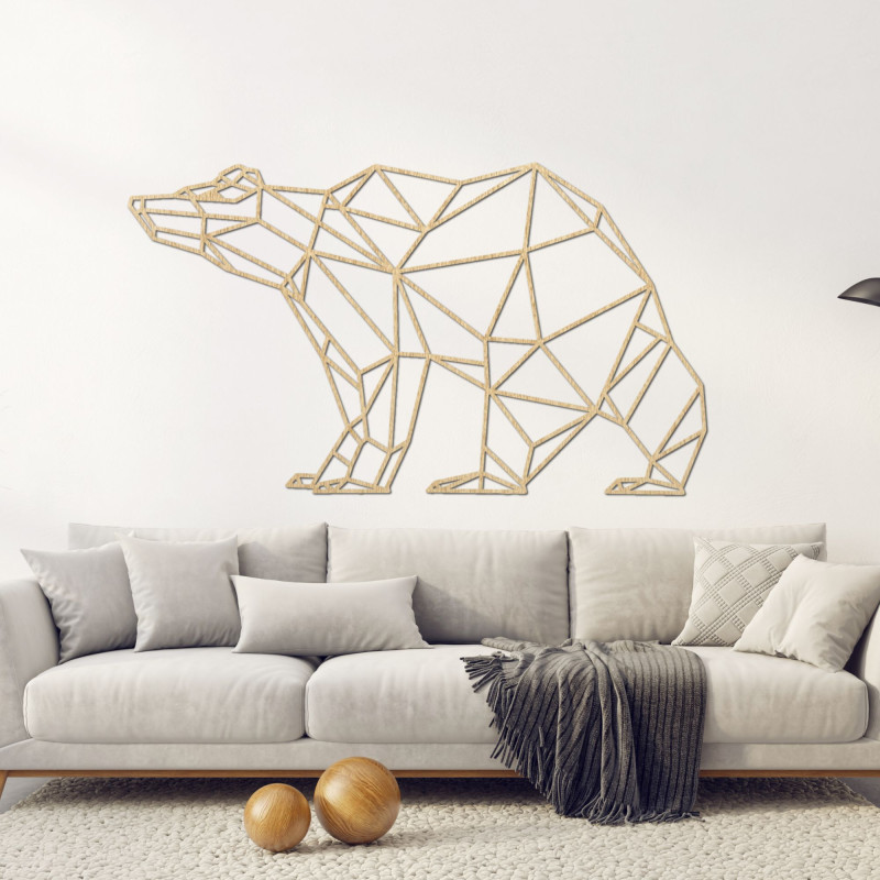 Ursuleț geometric din lemn - decorațiune modernă de perete