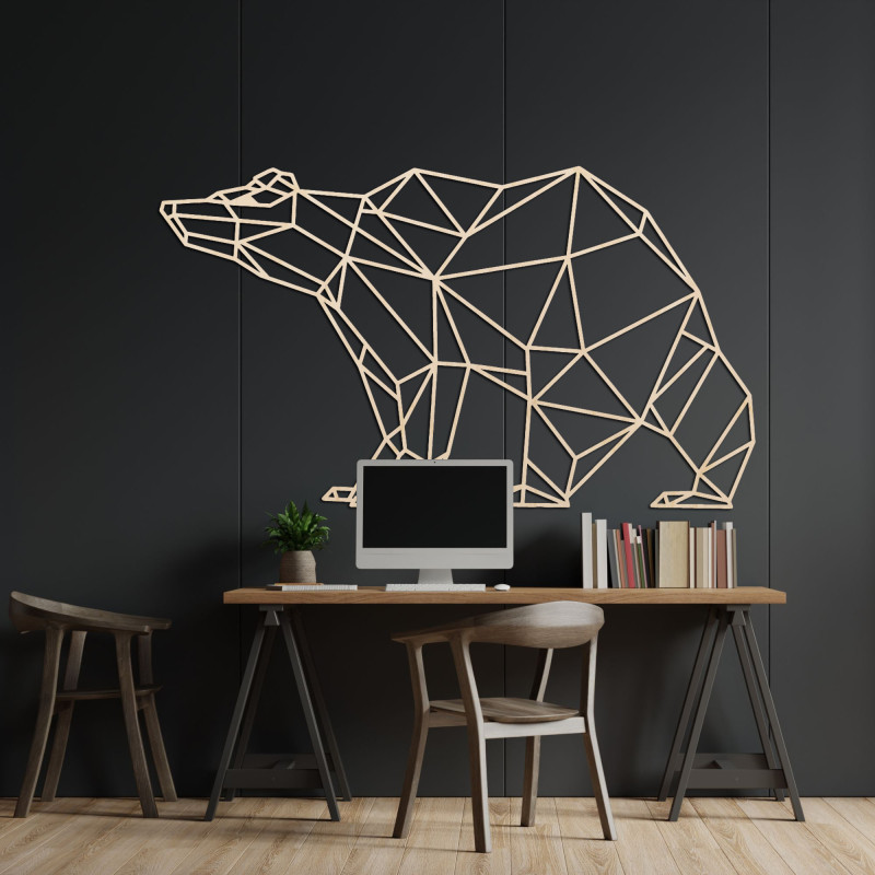 Ursuleț geometric din lemn - decorațiune modernă de perete