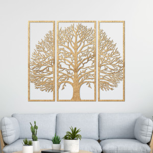 Trei piese din lemn decor de perete copac al vieții - TRIUM 2