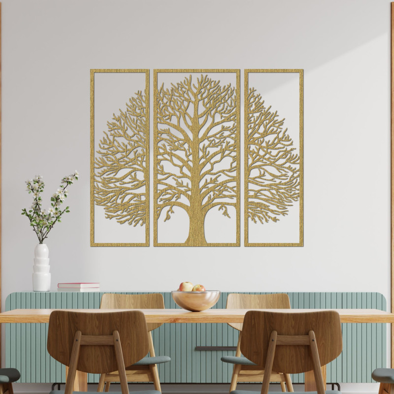 Decorațiune murală elegantă: motiv natural cu copaci într-un design elegant maro.