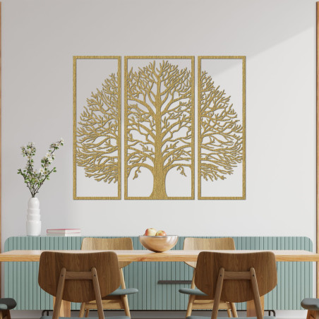 Trei piese din lemn decor de perete copac al vieții - TRIUM